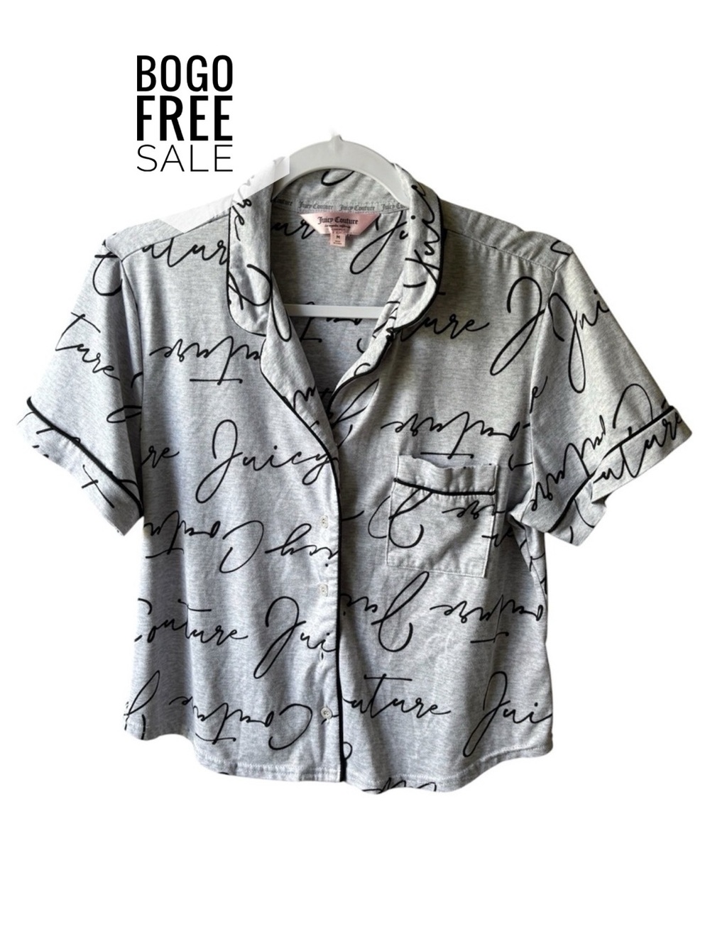 Juicy Couture Script-Print Short Sleeve Pajama Top